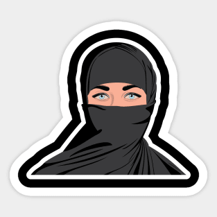 Happy women’s day illustration of beautiful women wear hijab vector design. Sticker